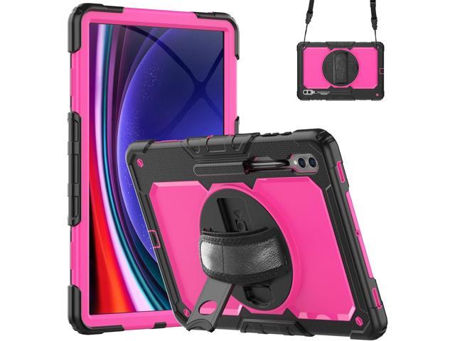 Heavy Duty Shockproof Protective Case with Screen Protector, 360° Rotating Stand, Hand & Shoulder Strap for Samsung Galaxy Tab S10 Ultra 14.6'' /...