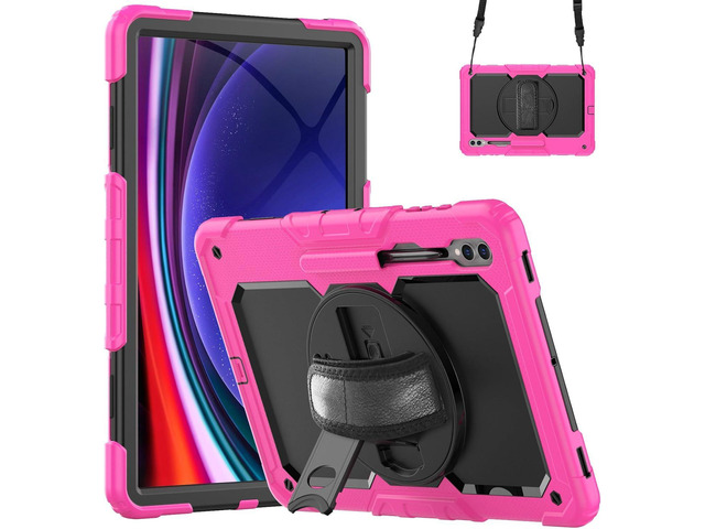 Heavy Duty Shockproof Protective Case with Screen Protector, 360Â° Rotating Stand, Hand & Shoulder Strap for Samsung Galaxy Tab S10 Ultra 14.6'' /...