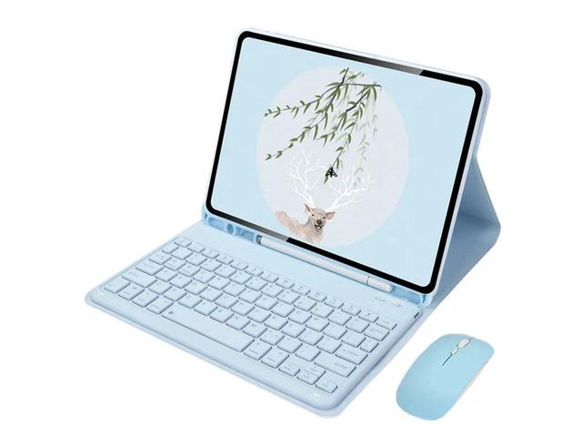 Detachable English Layout Keyboard & Mouse Folio Stand Case with Pencil Holder for Samsung Galaxy Tab A7 10.4 Inch 2020/2022...