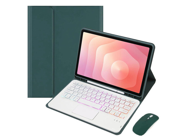 Rainbow Backlit Bluetooth Keyboard Case w/ Trackpad for Samsung Galaxy Tab A9+ 11' (SM-X210/SM-X216/SM-X218), Detachable Rechargeable Keyboard,...