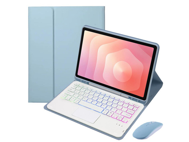 Detachable Rechargeable Bluetooth Rainbow Backlit Trackpad Keyboard Case with Pencil Slot & Adjustable Stand for Samsung Galaxy Tab S11 11 Inch...