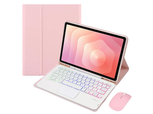 Rainbow Backlit Bluetooth Keyboard Case w/ Trackpad for Samsung Galaxy Tab A9+ 11' (SM-X210/SM-X216/SM-X218), Detachable Rechargeable Keyboard,...