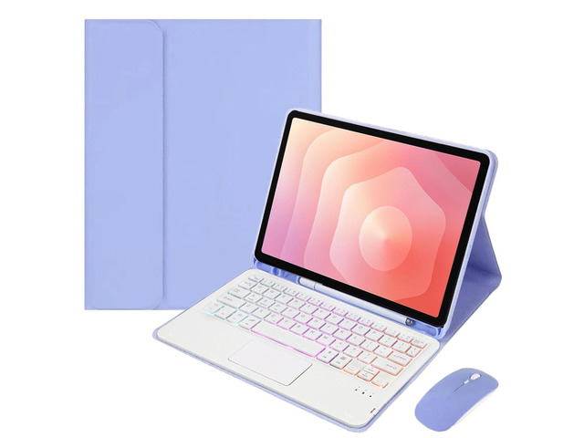 Rainbow Backlit Bluetooth Keyboard Case w/ Trackpad for Samsung Galaxy Tab A9+ 11' (SM-X210/SM-X216/SM-X218), Detachable Rechargeable Keyboard,...
