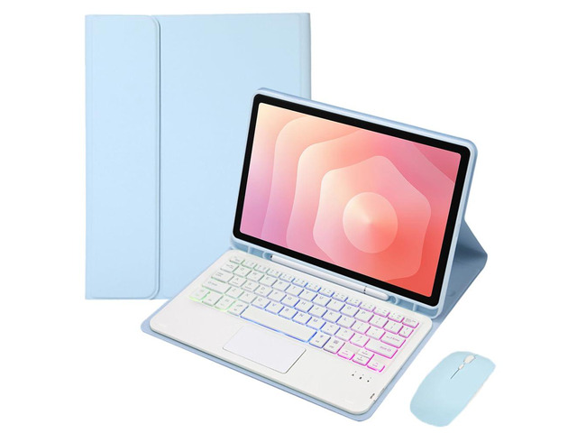 Detachable Rechargeable Bluetooth Rainbow Backlit Trackpad Keyboard Case with Pencil Slot & Adjustable Stand for Samsung Galaxy Tab S11 11 Inch...