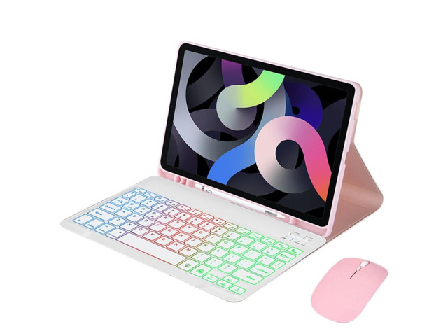 Rainbow Backlit Detachable Keyboard Case with Pencil Slot & Adjustable Stand Cover for Samsung Galaxy Tab A7 10.4 Inch 2020/2022...