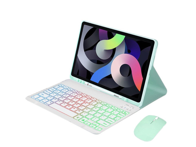 Rainbow Backlit Detachable Keyboard Case with Pencil Slot & Adjustable Stand Cover for Samsung Galaxy Tab A7 10.4 Inch 2020/2022...
