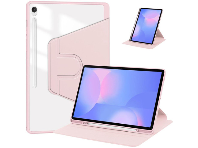 360° Rotating Clear Acrylic Case for Samsung Tab S10 FE+ 13.1' (SM-X620/X626B), Hard Transparent Back, Horizontal & Vertical Rotatable Stand,...