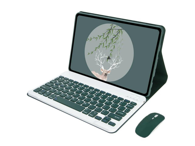 Detachable Bluetooth Keyboard & Mouse Case for 12.1 Inch Tablet 2024, English Layout Wireless Keyboard Stand Cover, Green