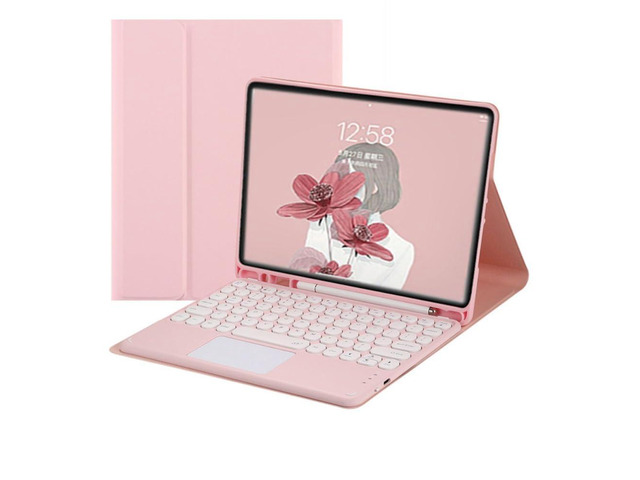 Trackpad Keyboard Case with Pen Holder for iPad 9.7' 5th/6th Gen 2017/2018, iPad Pro 9.7, iPad Air 2/Air(Pink)