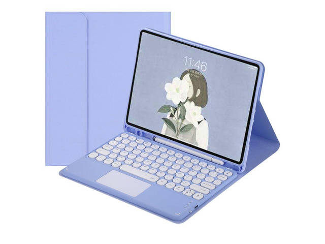 Trackpad Keyboard Case with Pen Holder for iPad 9.7' 5th/6th Gen 2017/2018, iPad Pro 9.7, iPad Air 2/Air (Purple