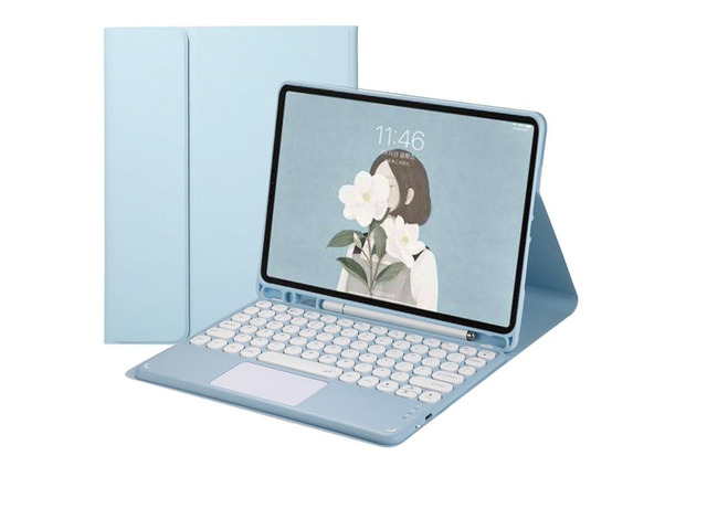 Trackpad Keyboard Case with Pen Holder for iPad 9.7' 5th/6th Gen 2017/2018, iPad Pro 9.7, iPad Air 2/Air (Sky Blue)