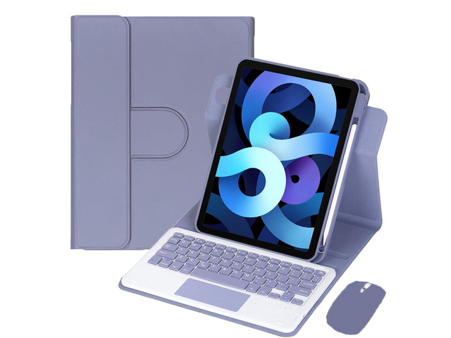 360° Rotatable Keyboard Case with Trackpad & Pencil Slot, Detachable Rechargeable English Keyboard, Horizontal & Vertical Stand for iPad Air 4/5...
