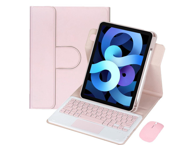 360° Rotatable Keyboard Case with Trackpad & Pencil Slot, Detachable Rechargeable English Keyboard, Horizontal & Vertical Stand for iPad Air 4/5...