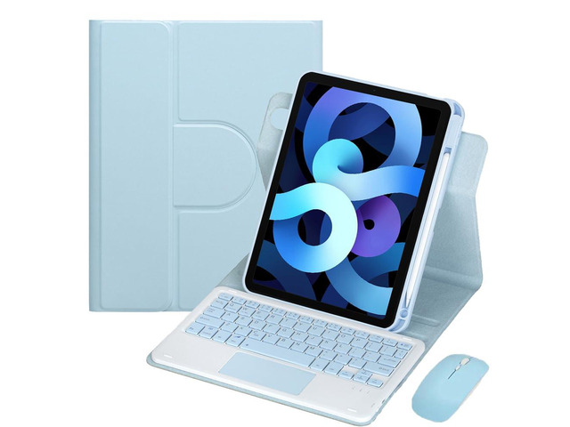 360° Rotatable Keyboard Case with Trackpad & Pencil Slot, Detachable Rechargeable English Keyboard, Horizontal & Vertical Stand for iPad Air 4/5...