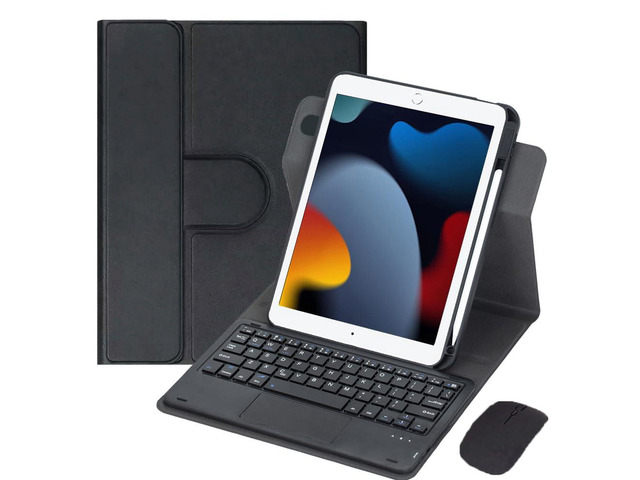 Detachable Rechargeable English Keyboard Folio with Trackpad & Pencil Slot, 360° Rotatable Cover Supports Horizontal & Vertical Viewing Compatible...