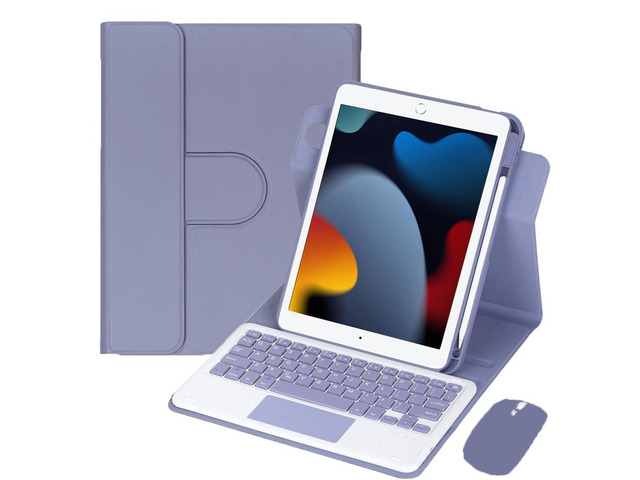 Detachable Rechargeable English Keyboard Folio with Trackpad & Pencil Slot, 360° Rotatable Cover Supports Horizontal & Vertical Viewing Compatible...