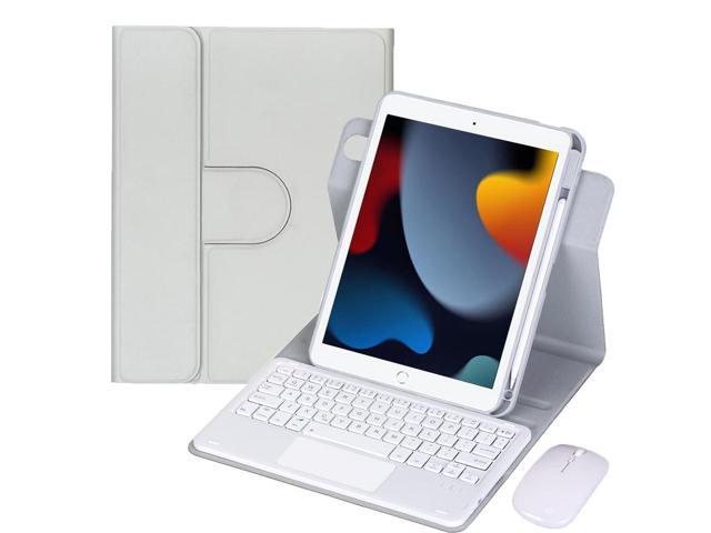 10.2 Inch iPad 7/8/9 Gen 360 Rotating Keyboard Case with Trackpad, Detachable English Rechargeable Keypad Cover with Stylus Holder(Gray)