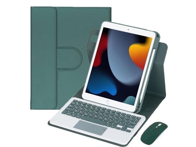 10.2 Inch iPad 7/8/9 Gen 360 Rotating Keyboard Case with Trackpad, Detachable English Rechargeable Keypad Cover with Stylus HolderGreen)