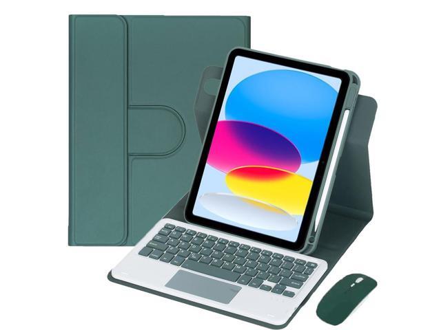 10.9 Inch iPad 10 Gen 2022 360 Rotating Keyboard Case with Trackpad, Detachable English Rechargeable Keypad Protective Cover with Stylus Holder(Greem)