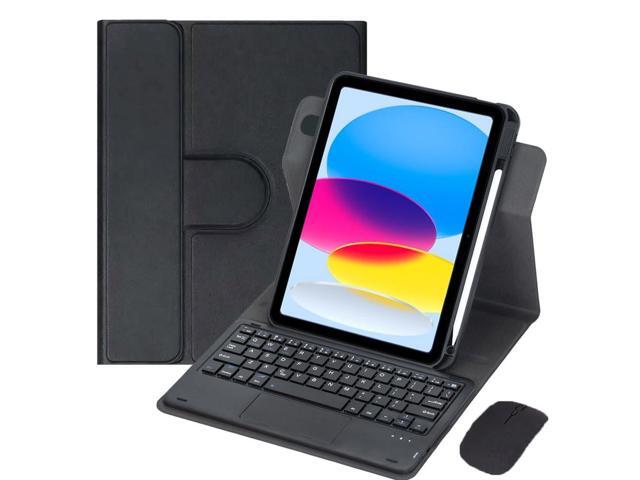 10.9 Inch iPad 10 Gen 2022 360 Rotating Keyboard Case with Trackpad, Detachable English Rechargeable Keypad Protective Cover with Stylus Holder...