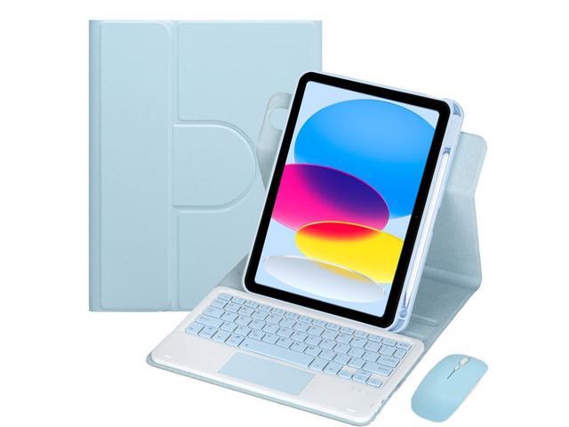 10.9 Inch iPad 10 Gen 2022 360 Rotating Keyboard Case with Trackpad, Detachable English Rechargeable Keypad Protective Cover with Stylus Holder...