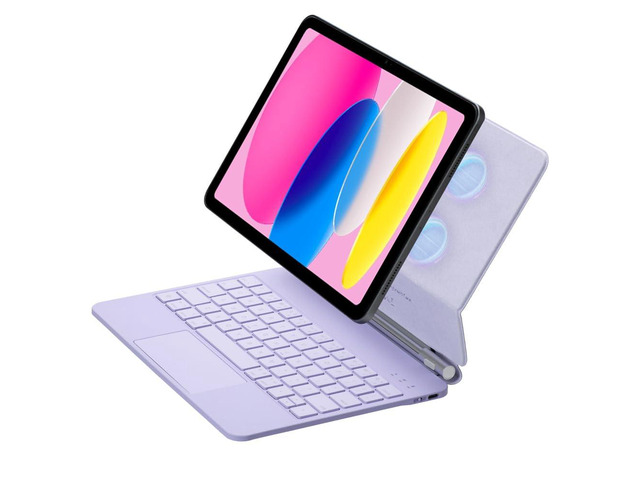 Magic Backlit Trackpad Keyboard Magnetic Case for iPad A16 2025 / iPad 11 Gen 11' A3355/A3356/A3354, Rechargeable US English Keypad(Purple)