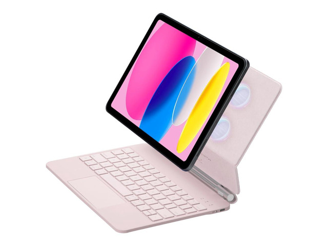 Magic Backlit Trackpad Keyboard Magnetic Case for iPad A16 2025 / iPad 11 Gen 11' A3355/A3356/A3354, Rechargeable US English Keypad(Pink)