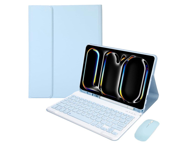 Detachable Bluetooth Keyboard and Mouse Combo with Pencil Slot Stand Compatible with iPad Pro 11' M5 2025 (A3358/A3359/A3357), English Layout (Sky...