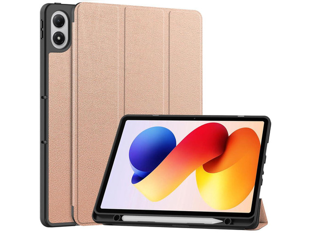 TPU Soft Protective Case with Pencil Slot, Magnetic Stand & Auto Sleep/Wake Compatible with Xiaomi Redmi Pad 2 Pro 12.1' 2025 (Rose Gold)