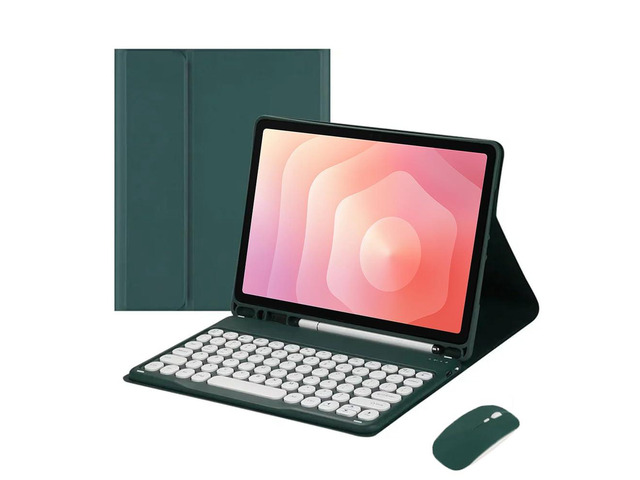 Detachable Round Key Bluetooth Keyboard Case for Samsung Galaxy Tab S11 11' (SM-X730/SM-X736B), Rechargeable US English Keyboard with Pencil Slot &...