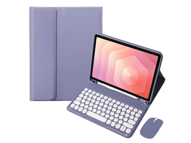 Detachable Round Key Bluetooth Keyboard Case for Samsung Galaxy Tab S11 11' (SM-X730/SM-X736B), Rechargeable US English Keyboard with Pencil Slot &...