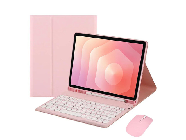 Detachable Round Key Bluetooth Keyboard Case for Samsung Galaxy Tab S11 11' (SM-X730/SM-X736B), Rechargeable US English Keyboard with Pencil Slot &...