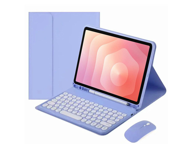 Detachable Round Key Bluetooth Keyboard Case for Samsung Galaxy Tab S11 11' (SM-X730/SM-X736B), Rechargeable US English Keyboard with Pencil Slot &...