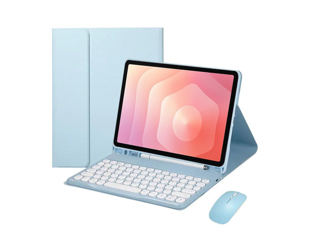 Detachable Round Key Bluetooth Keyboard Case for Samsung Galaxy Tab S11 11' (SM-X730/SM-X736B), Rechargeable US English Keyboard with Pencil Slot &...