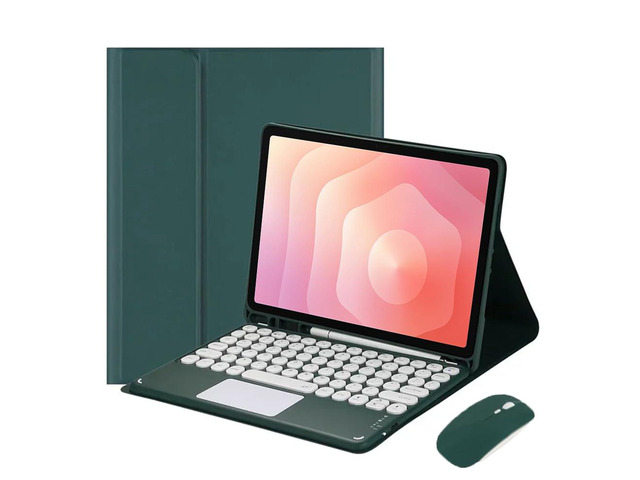 Round Key Bluetooth Keyboard Case w/ Trackpad for Samsung Tab S11 11' (SM-X730/SM-X736B), Detachable Rechargeable US Keyboard, Pen Slot & Stand...