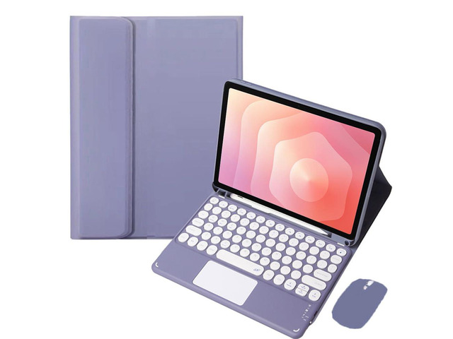 Round Key Bluetooth Keyboard Case w/ Trackpad for Samsung Tab S11 11' (SM-X730/SM-X736B), Detachable Rechargeable US Keyboard, Pen Slot & Stand...