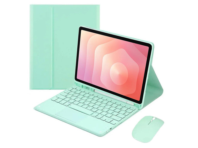 Detachable Bluetooth Keyboard Case with Trackpad and S Pen Holder for Samsung Galaxy Tab S11 11' SM-X730/SM-X736B (Mint)