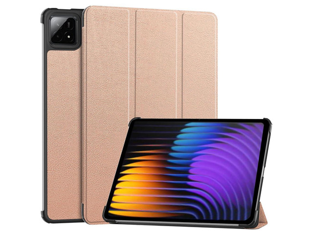 PU Leather Tablet Case for Xiaomi Pad 7 / Xiaomi Pad 7 Pro 11.2', Hard Shell Magnetic Stand Cover with Auto Sleep/Wake Function (Rose Gold)