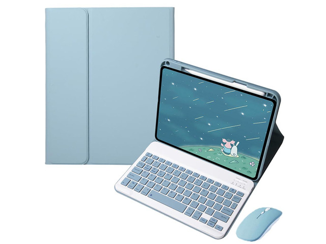 Keyboard Case for Xiaomi Pad 7 / Xiaomi Pad 7 Pro 11.2', Sky Blue PU Leather Folio Cover, Detachable Rechargeable English Keyboard, Pencil Slot &...
