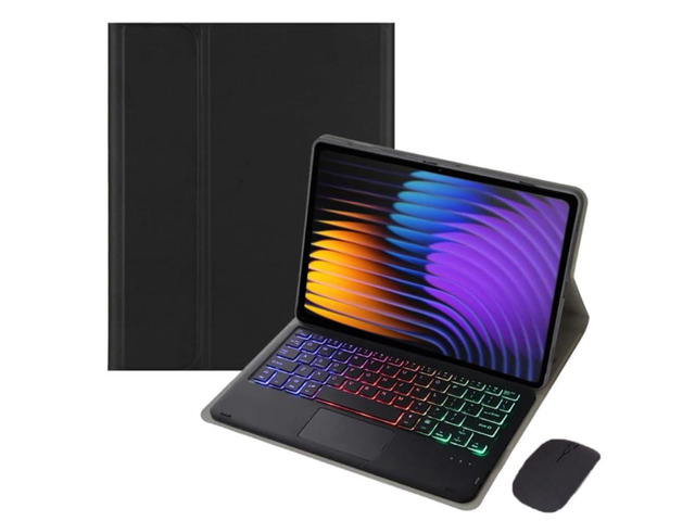 Xiaomi Pad 7 / 7 Pro 11.2' Keyboard Case, PU Leather Folio Cover with Detachable Rechargeable Bluetooth Backlit Keyboard and Precision Trackpad,...