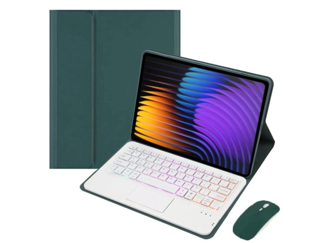 Xiaomi Pad 7 / 7 Pro 11.2' Keyboard Case, PU Leather Folio Cover with Detachable Rechargeable Bluetooth Backlit Keyboard and Precision Trackpad,...