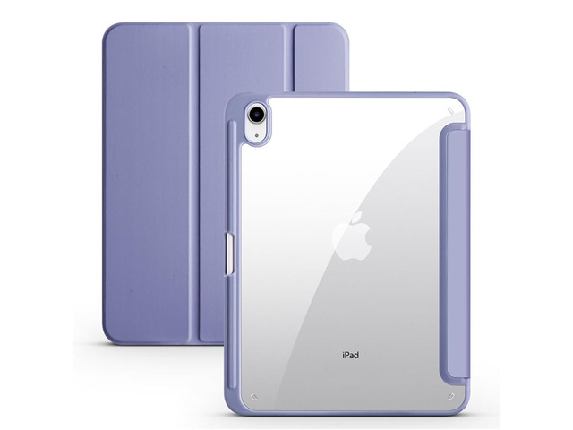 Clear Acrylic Case for iPad 11th Gen A16 2025 11', Hard Back Cover with Pencil Holder, Magnetic Stand, Auto Sleep Wake,Lavender Gray