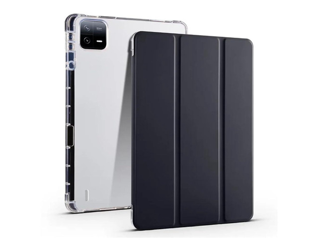TPU Soft Tablet Case for Xiaomi Pad 7 / Xiaomi Pad 7 Pro 11.2 inch, PU Leather TriFold Magnetic Stand Cover with Pencil Holder. Black