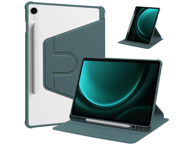 360° Rotating Case for Samsung Galaxy Tab S9 FE 10.9' / Tab S9 11', Clear Acrylic Hard Back Tablet Cover with Pencil Holder, Horizontal & Vertical...