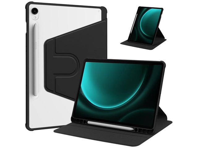 360° Rotating Case for Samsung Galaxy Tab S9 FE 10.9' / Tab S9 11', Clear Acrylic Hard Back Tablet Cover with Pencil Holder, Horizontal & Vertical...