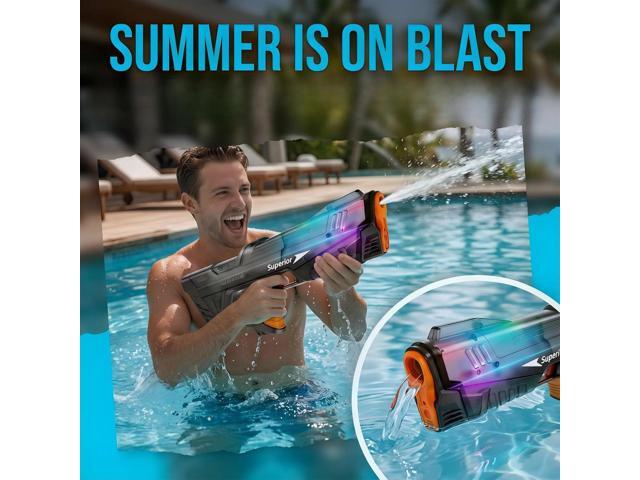 Electric Water Gun for Adults Kids, Automatic Water Absorption Squirt Gun with Colorful LED,High-Capacity,Long Range,Summer Outdoor Pool Beach...