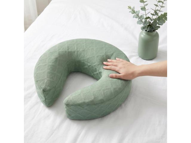 Generic Portable Face Down Pillow,U-Shaped Headrest Pillow with Waffle Cover, Memory Foam Face Cradle for Airplane Travel,Beauty Salon,Office and...