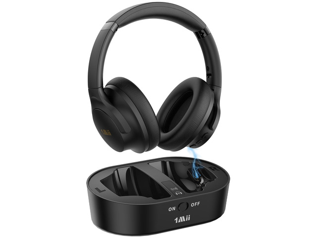1Mii ClearLinkTV H3 Wireless Headphones for TV Watching for Seniors Transmitter Charging Base, Plug and Play, 2.4G Low Latency, 75H Play Time,...