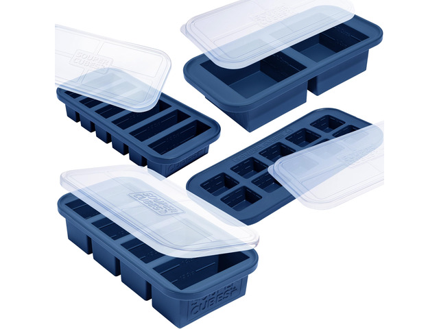 Silicone Freezer Molds Gift Set, Blueberry 2 Tbsp, 1/2 Cup, 1 Cup and 2 Cup Silicone Molds for Food Set, Perfect for Freezing Soup, Grains,...