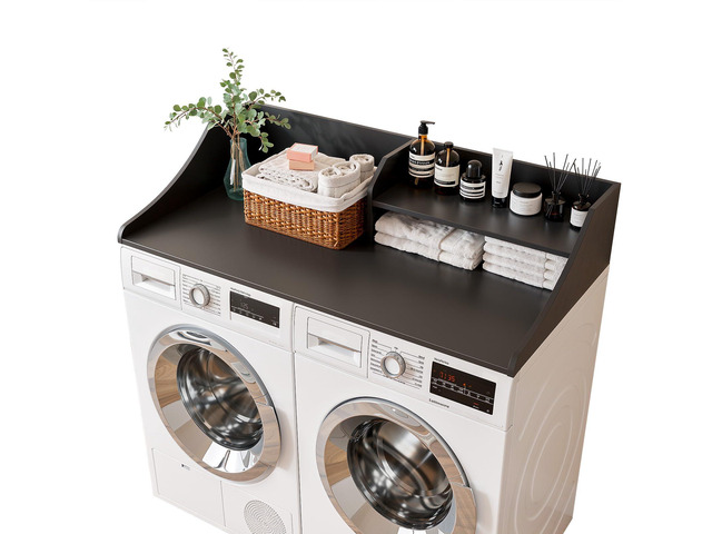 2-Tier 54' Width Washer Dryer Countertop for Laundry Room Organization Depth Laundry Countertop Organization with Edge Wooden Washer and Dryer...
